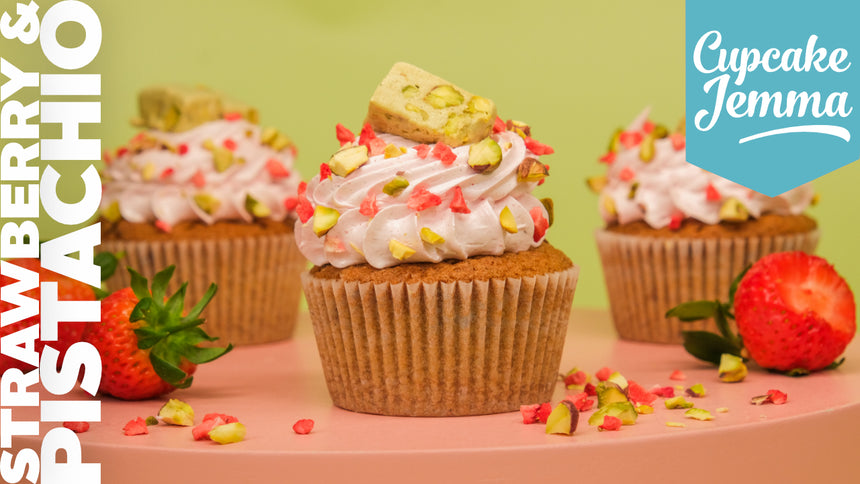 Pistachio Nougat & Strawberry Cupcake