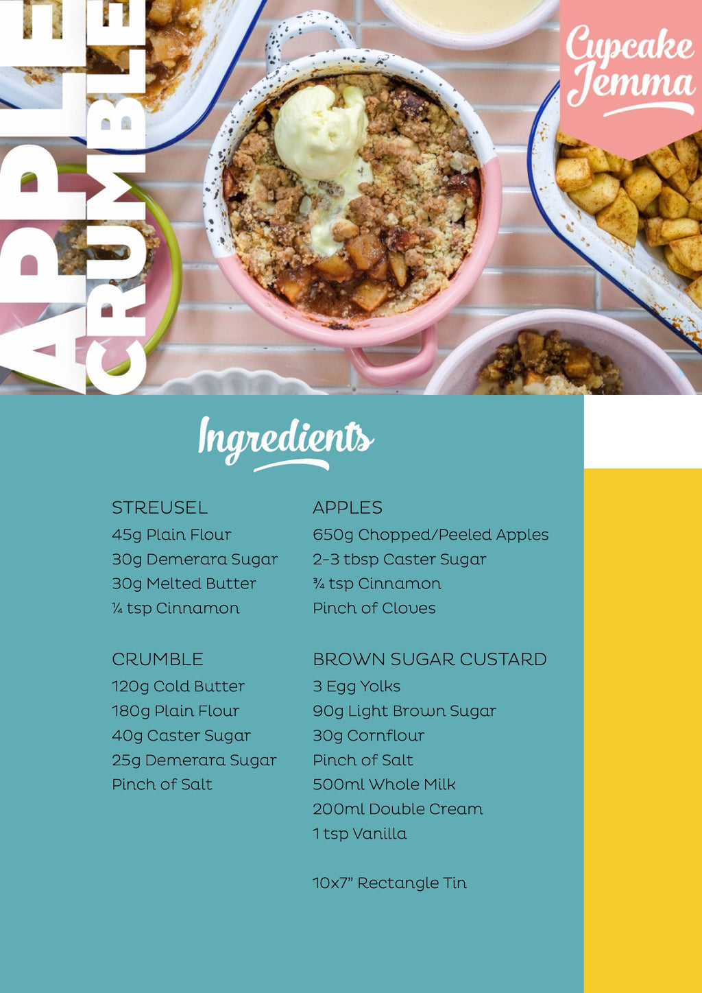 Apple Crumble downloadable recipe | Cupcake Jemma