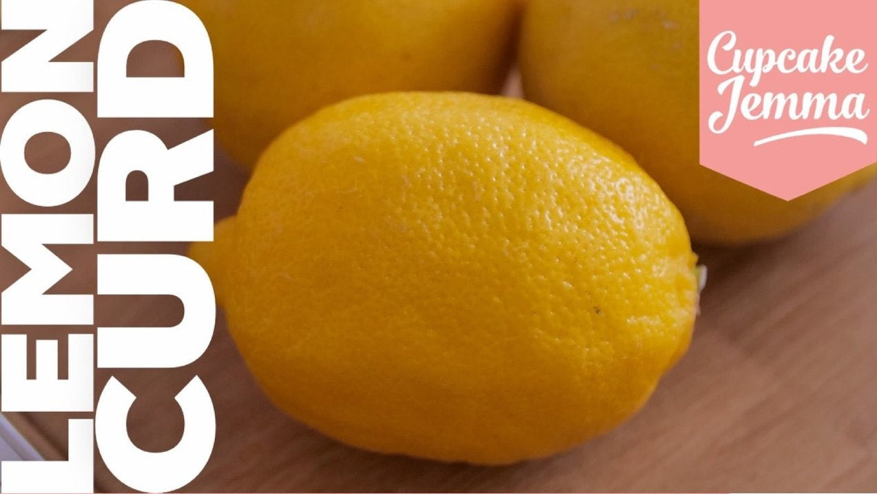 Close-up of fresh lemons with ingredients listed for Cupcake Jemma’s Lemon Curd downloadable recipe for baking enthusiasts