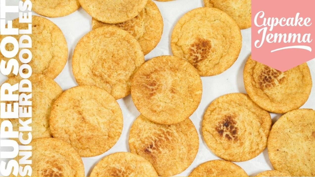 Snickerdoodles downloadable recipe ingredients list by Cupcake Jemma featuring soft cinnamon sugar cookies