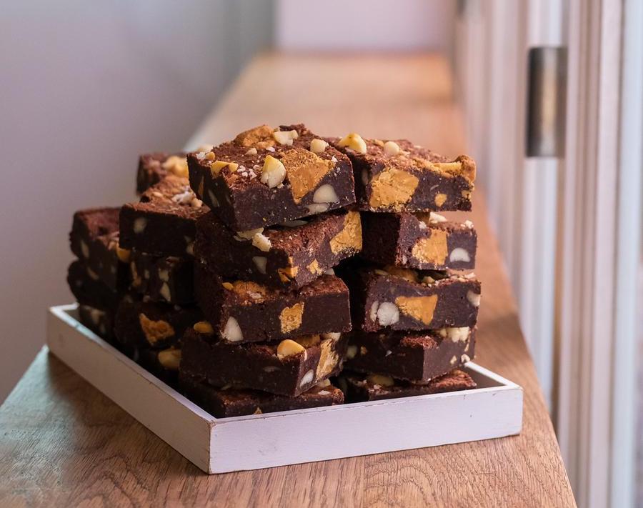 Ultimate Gooey Brownie with Caramelised Choc and Macadamias. Plus its GLUTEN FREE