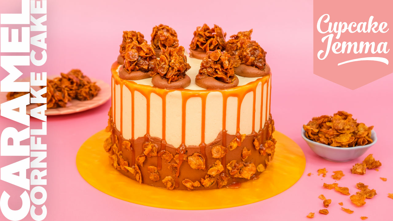 Epic Caramel Cornflake Brownie Cake Layer Cake!