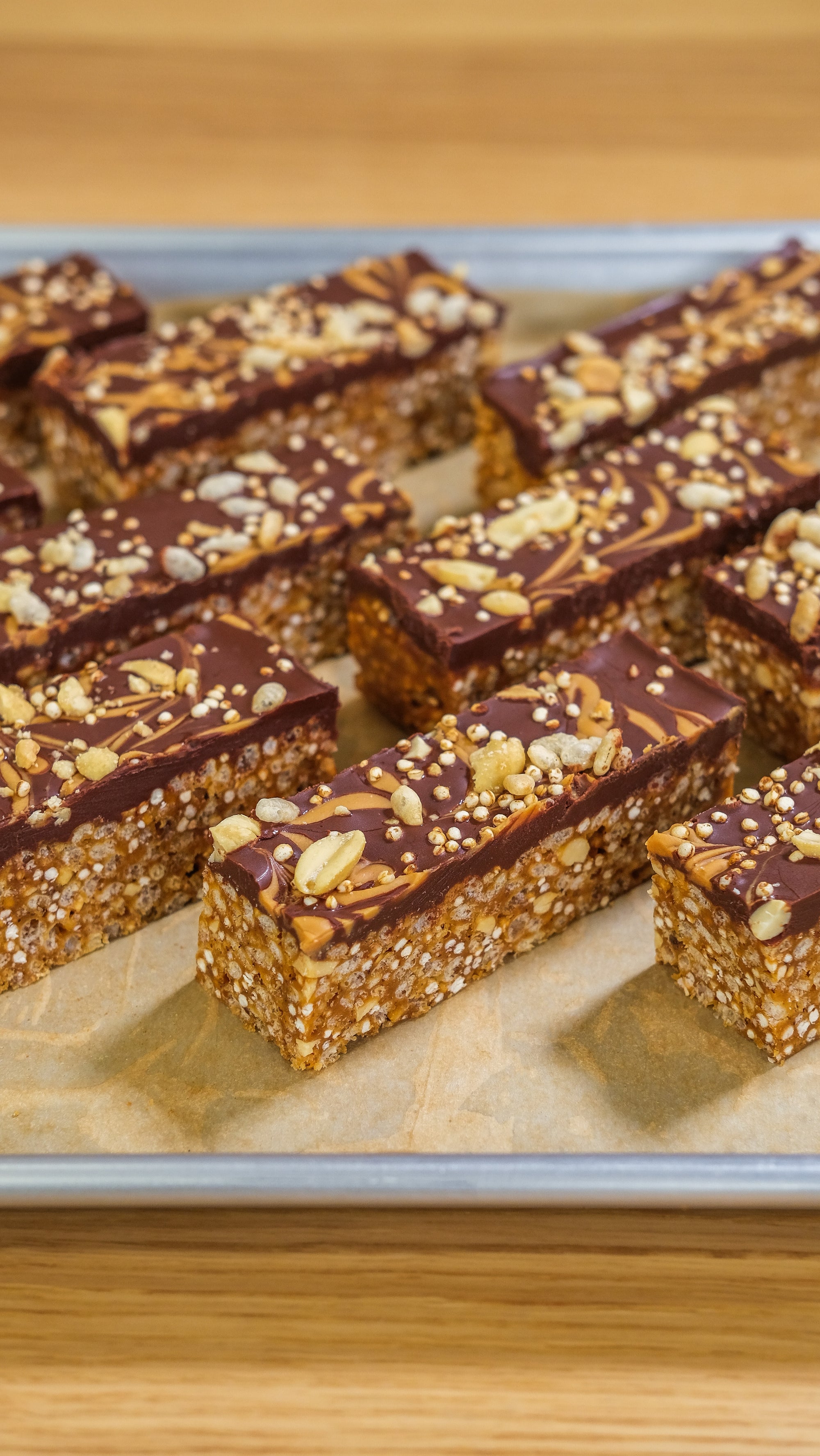 Peanut Butter Chocolate Crispy Chewy Bar.. it's a mouthful in the BEST way!