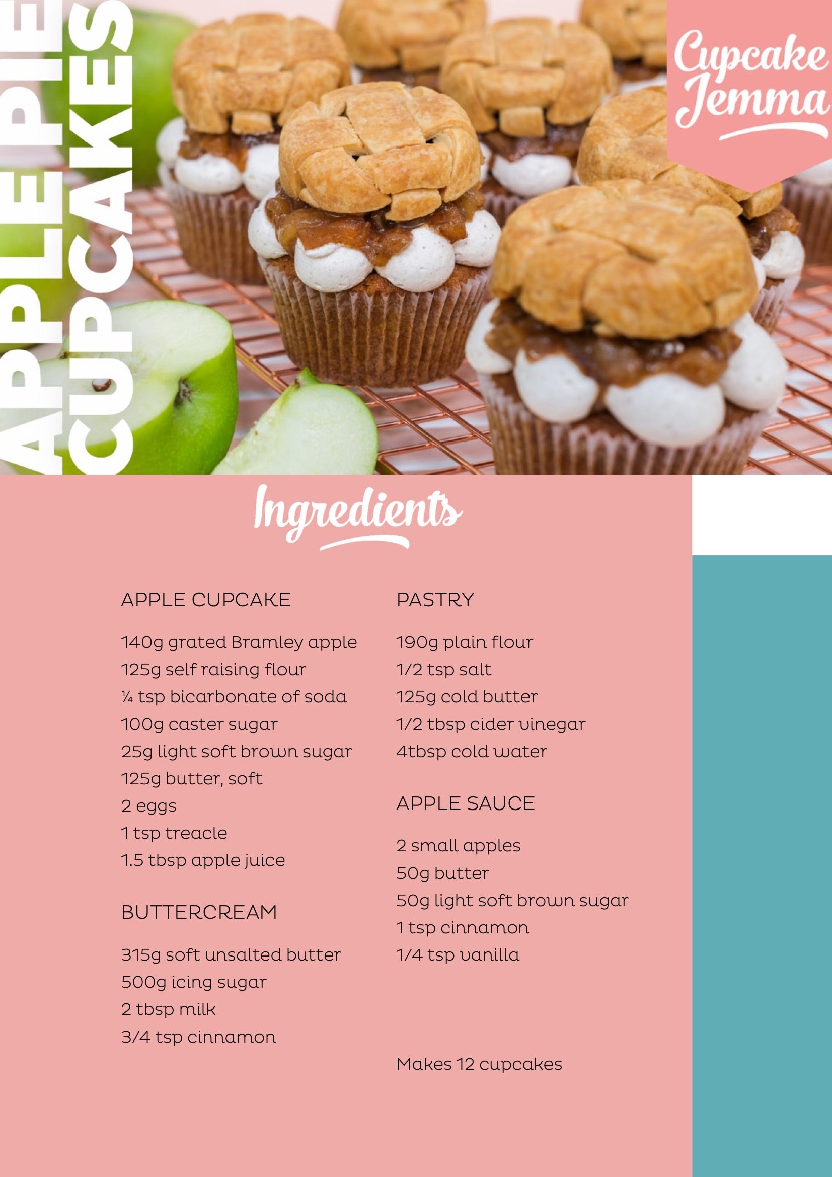 Apple Pie Cupcakes downloadable recipe - Cupcake Jemma