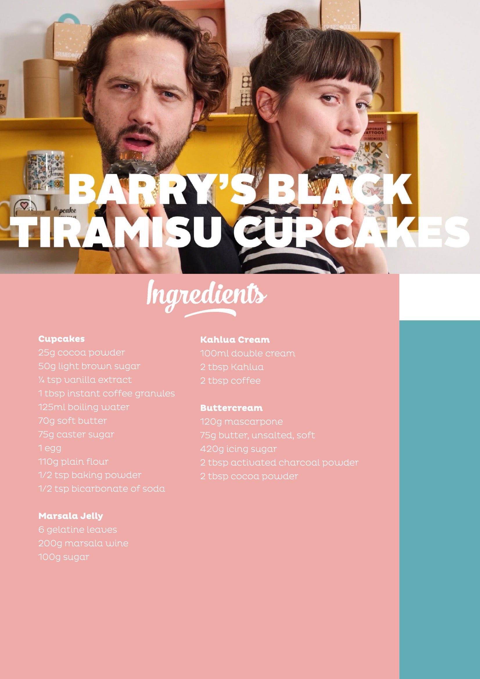 Sorted Food Barry's Black Tiramisu Cupcakes downloadable recipe - Cupcake Jemma