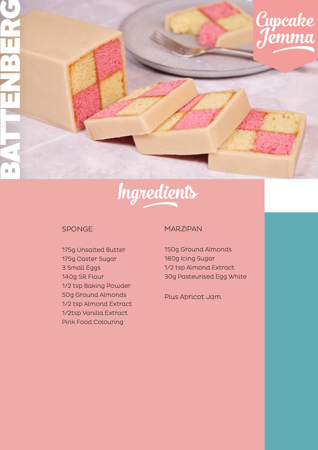 Battenberg Cake downloadable recipe | Cupcake Jemma