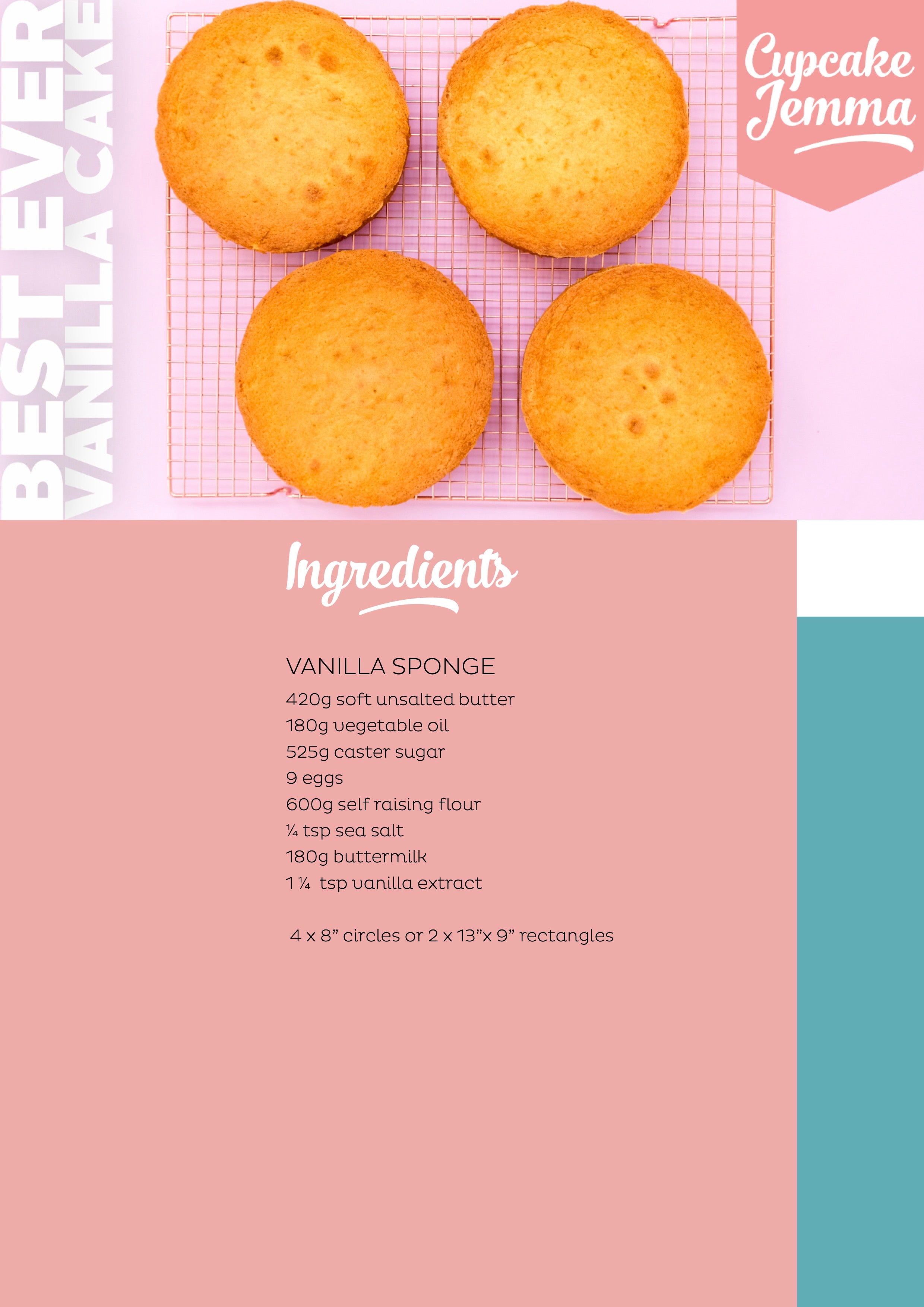 Best Vanilla Cake Sponge downloadable recipe