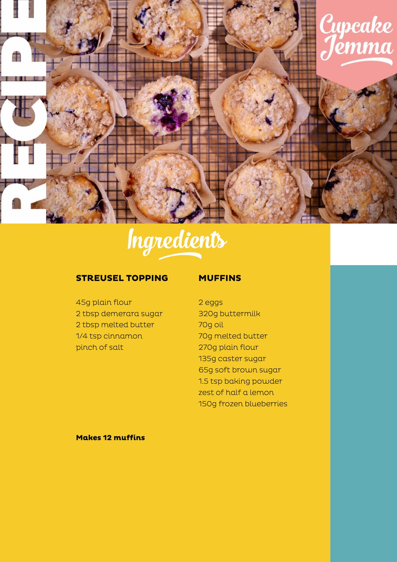 Blueberry Muffins downloadable recipe - Cupcake Jemma