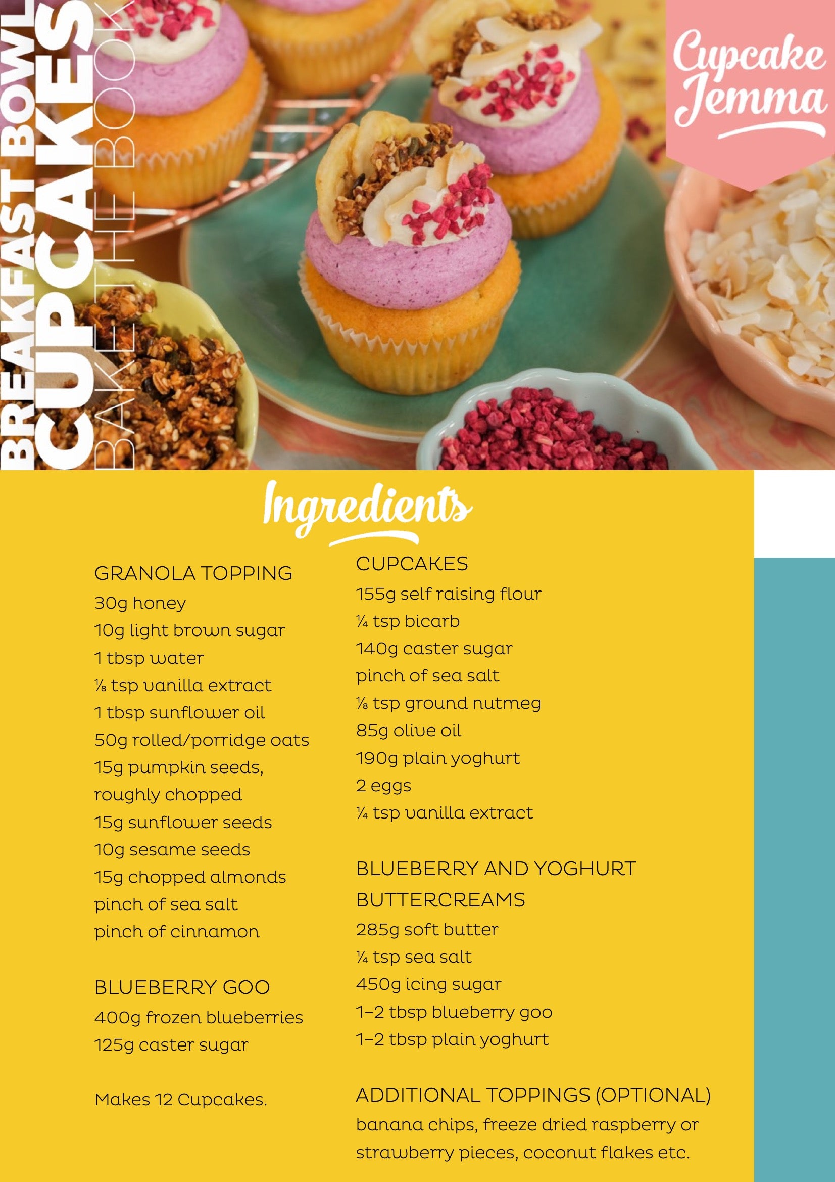 Breakfast Bowl Cupcakes downloadable recipe - Cupcake Jemma