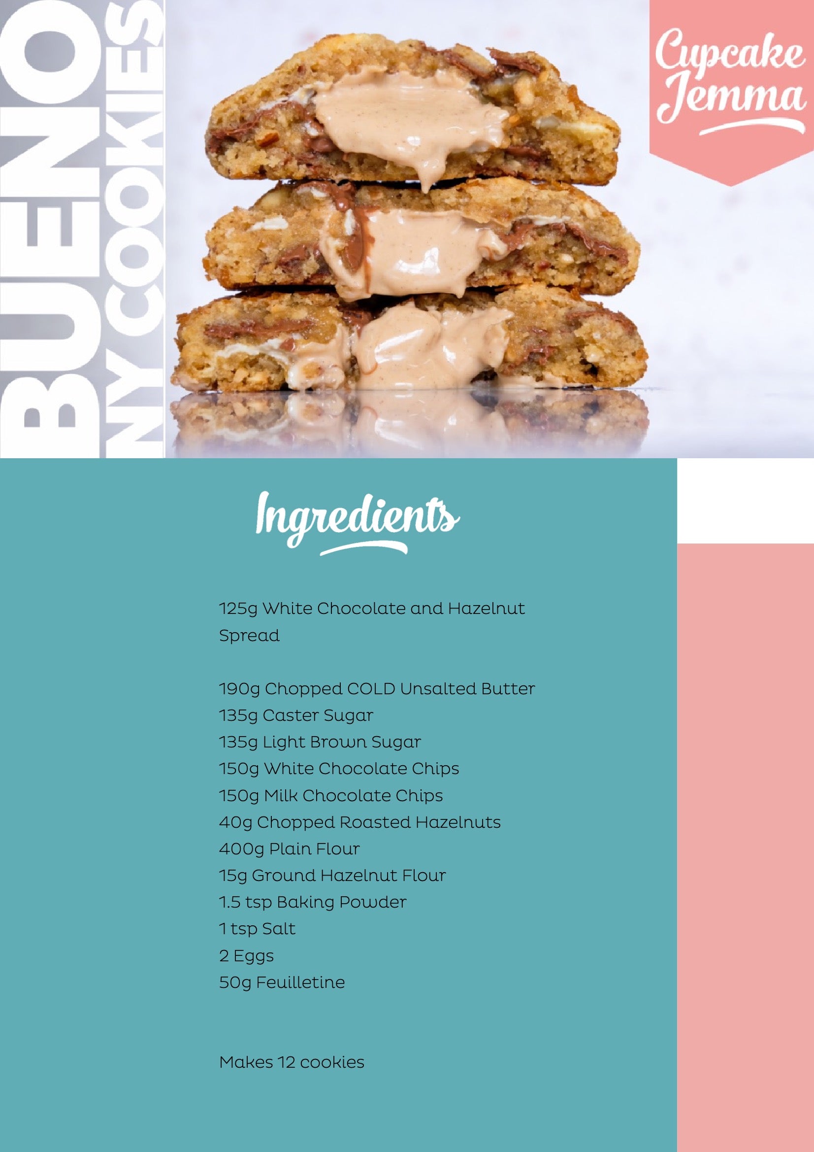 Bueno NYC Cookies downloadable recipe - Cupcake Jemma