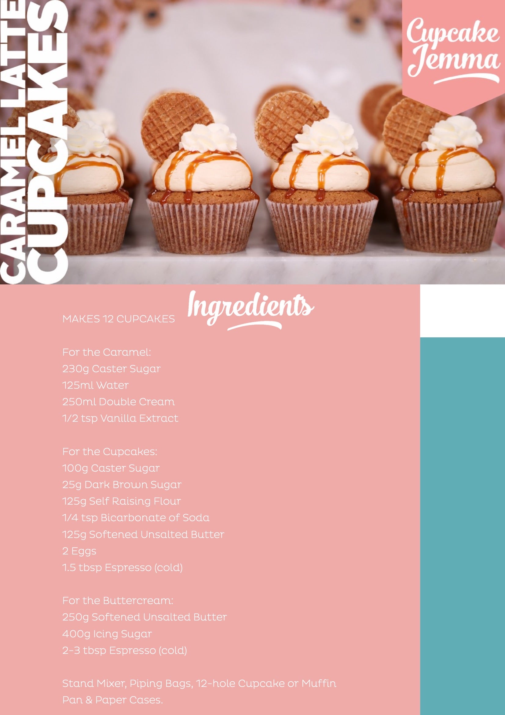Caramel Latte Cupcakes downloadable recipe - Cupcake Jemma