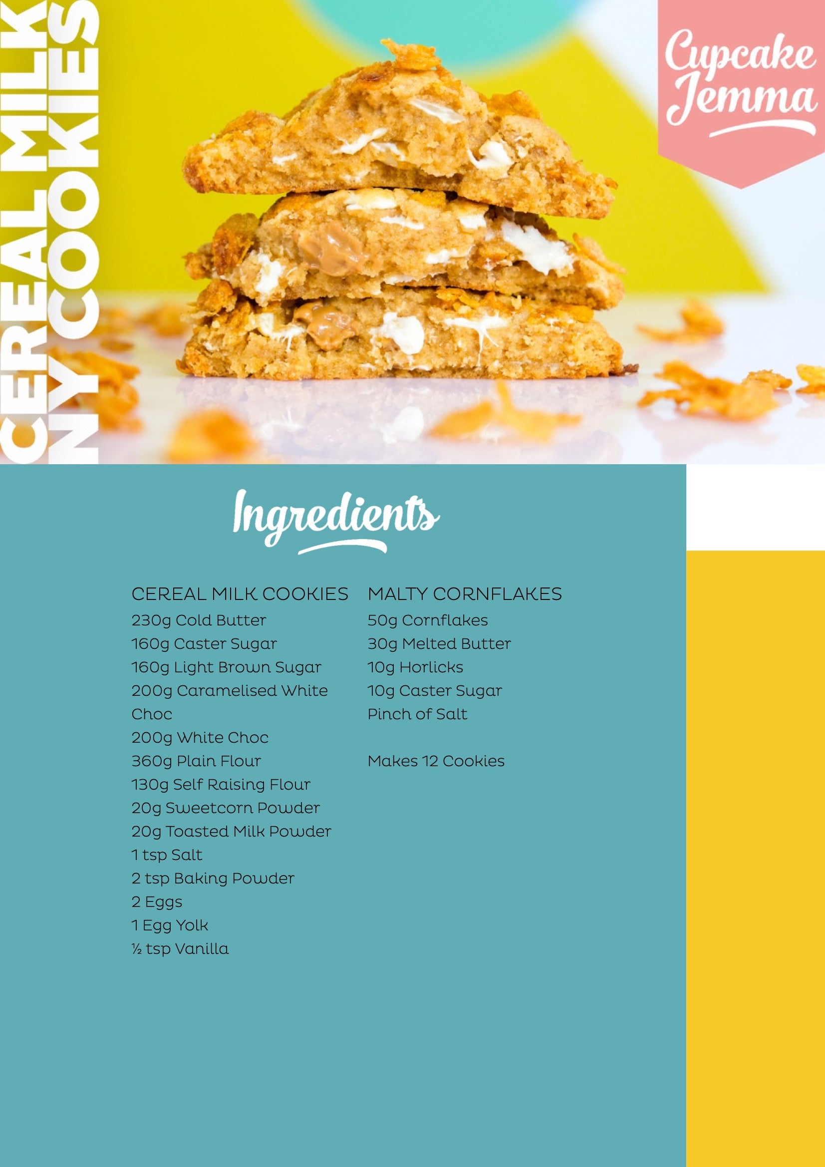 Cereal Milk NY Cookies downloadable recipe - Cupcake Jemma
