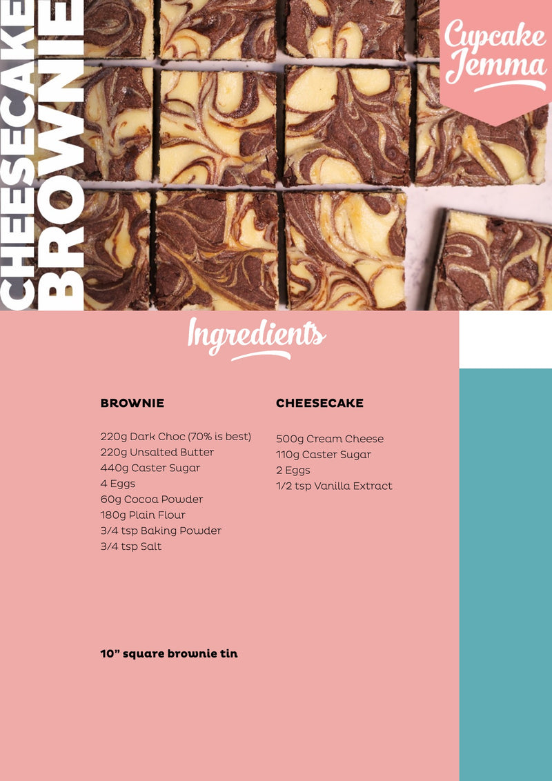 Cheesecake Brownies downloadable recipe - Cupcake Jemma