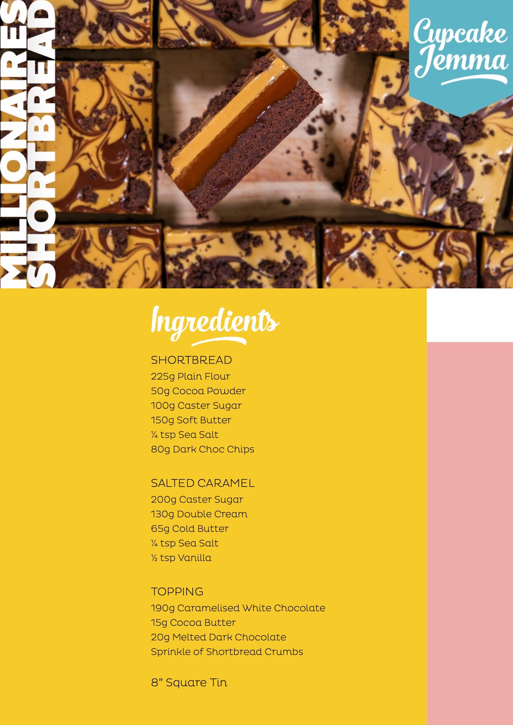 Chocolate Millionaires Shortbread downloadable recipe - Cupcake Jemma