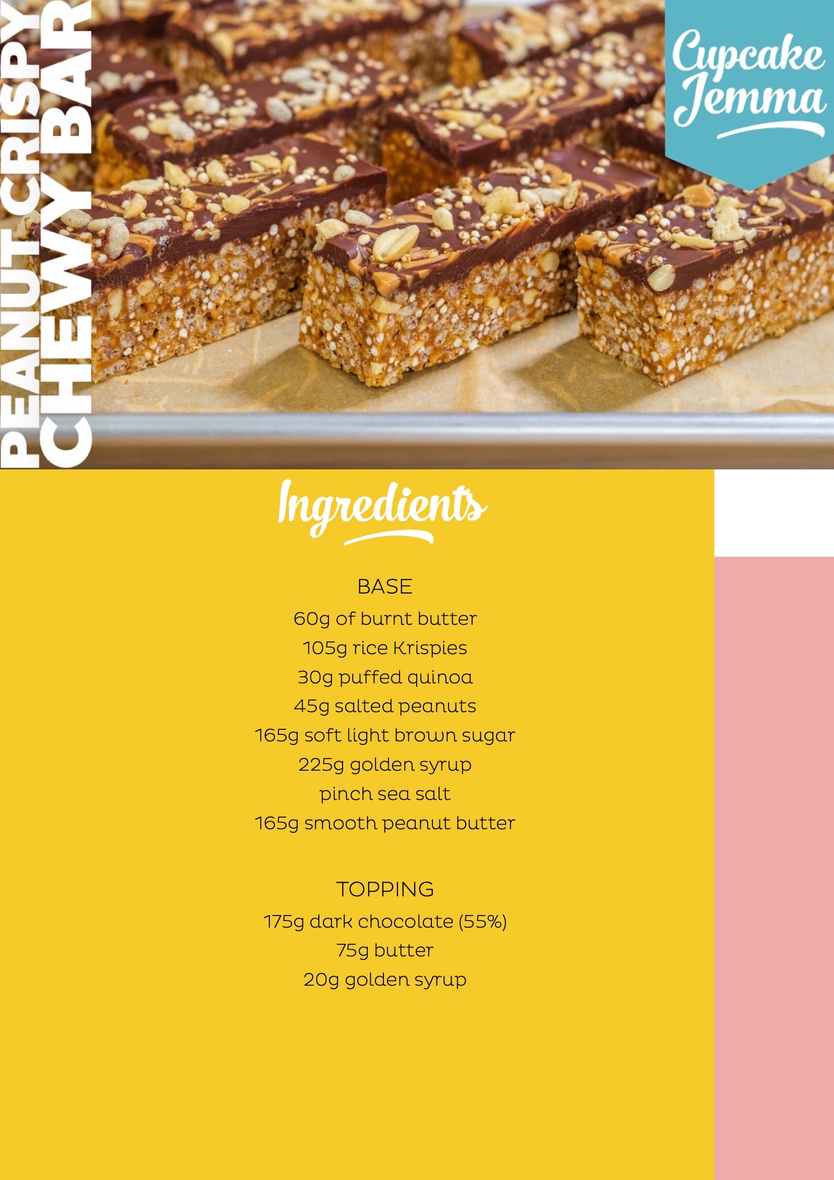 Chocolate Peanut Krispie Chewy Bar downloadable recipe - Cupcake Jemma