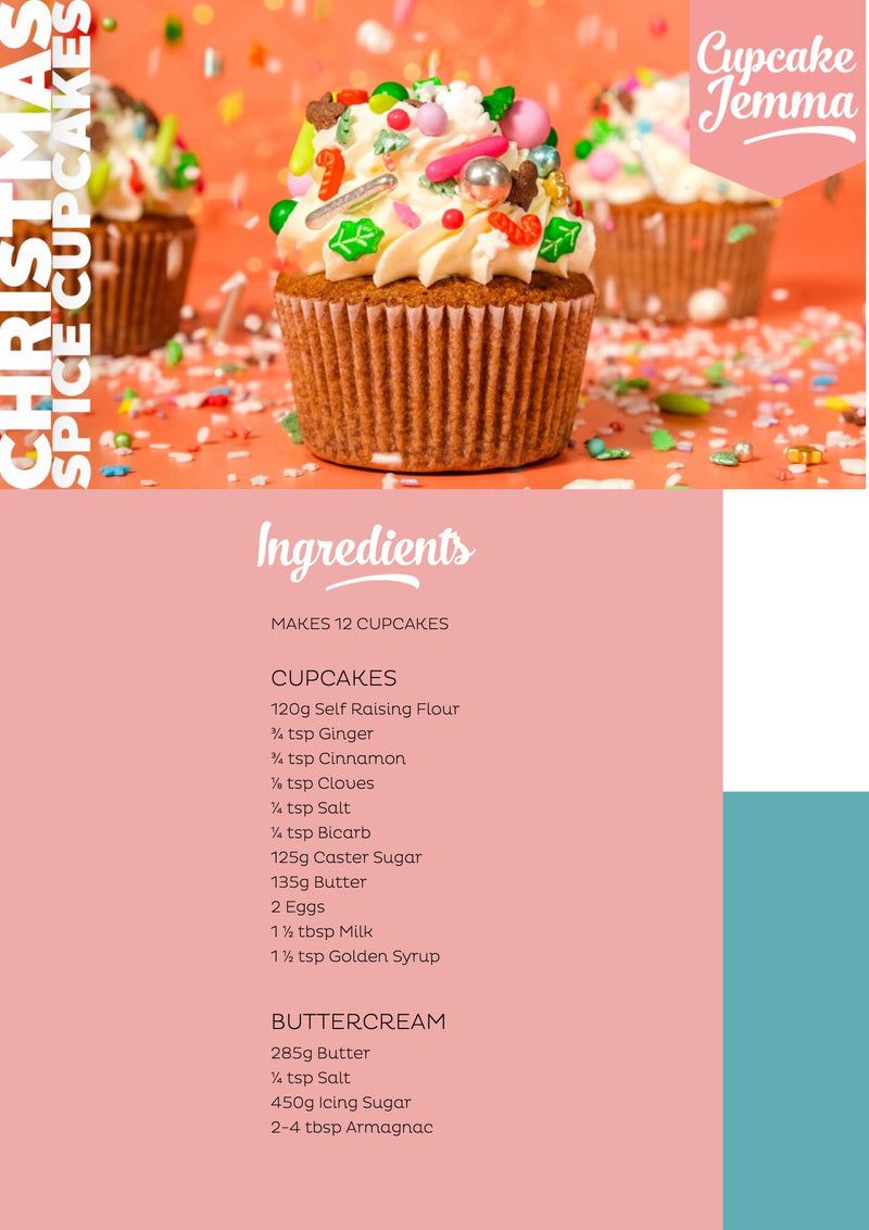 Christmas Spice Cupcakes downloadable recipe - Cupcake Jemma