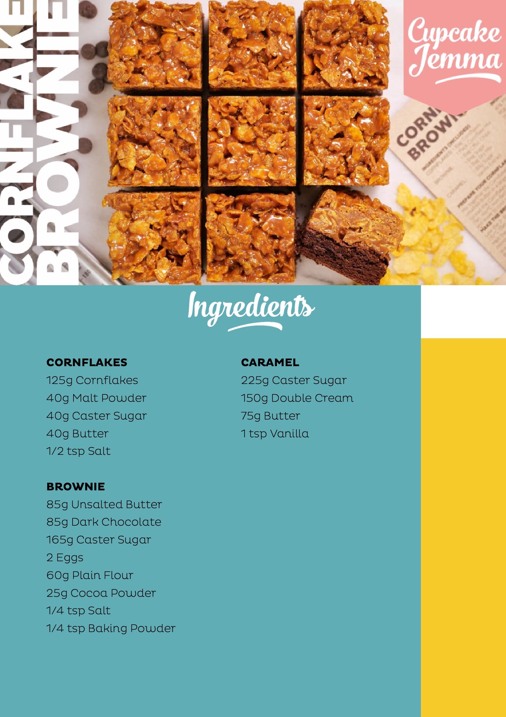 Cornflake Brownie downloadable recipe - Cupcake Jemma