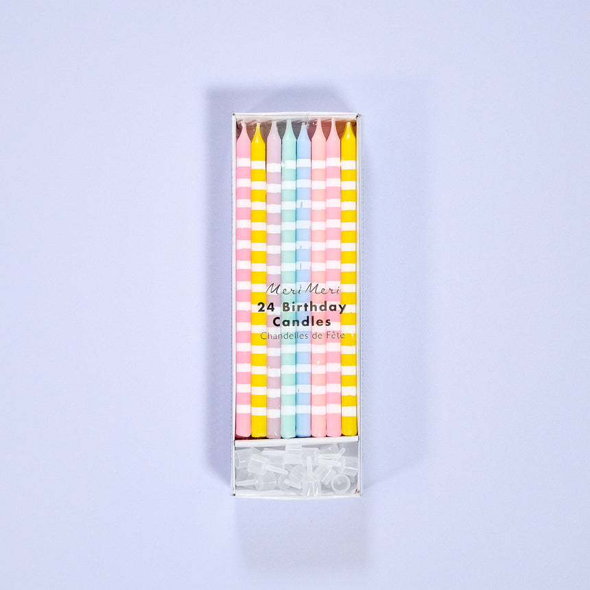 Pastel stripe candles
