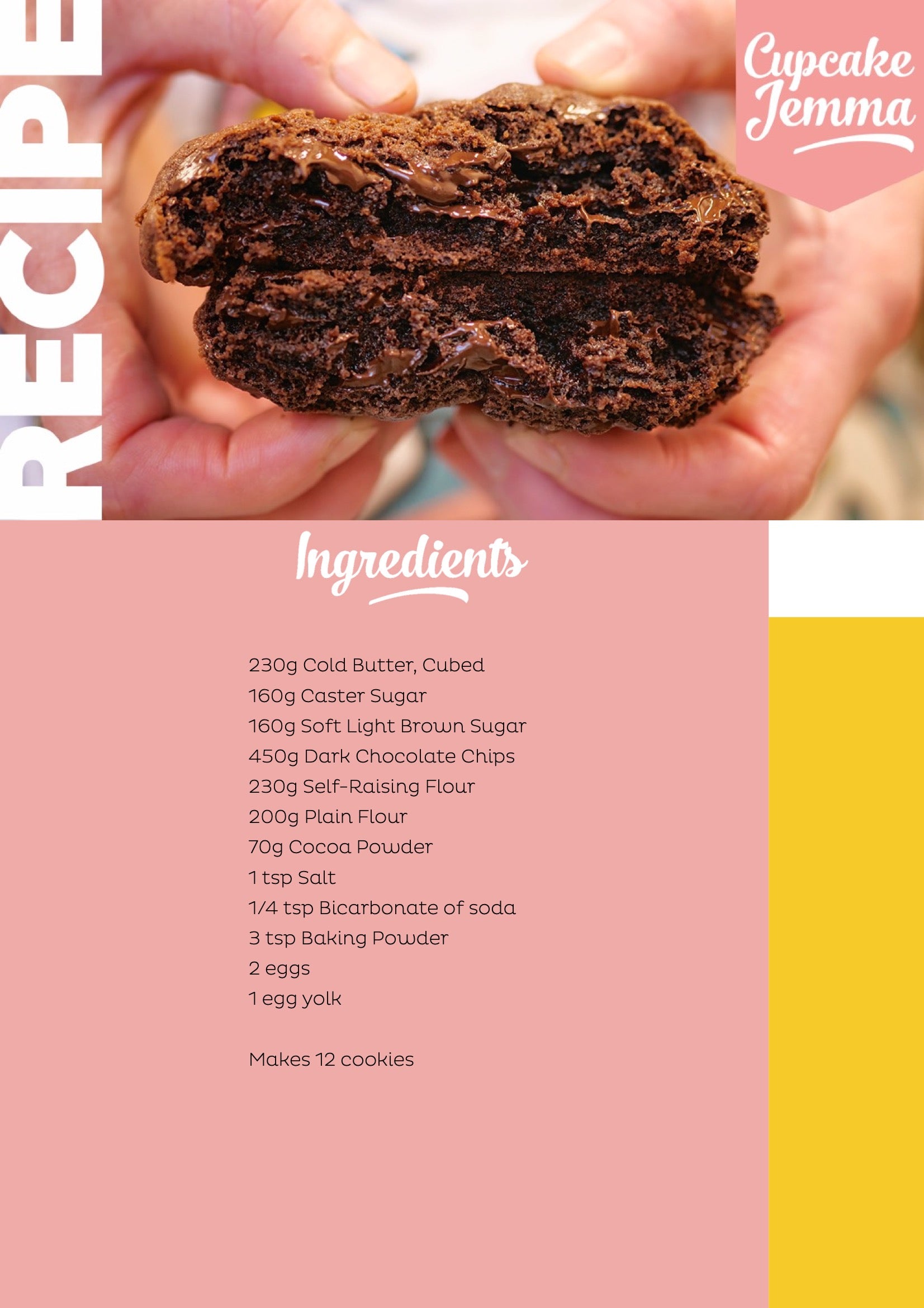 Double Chocolate NYC Cookies downloadable recipe - Cupcake Jemma