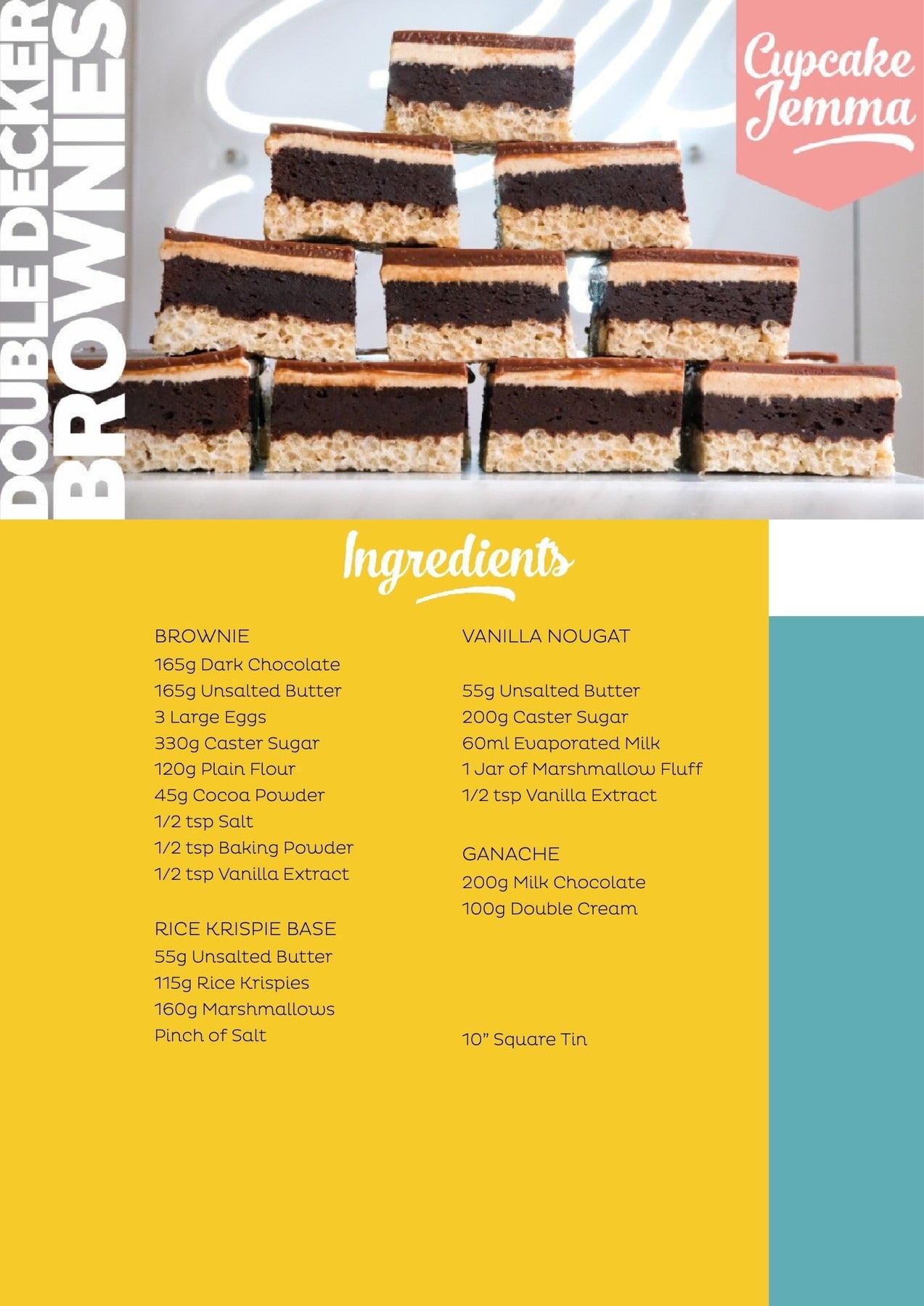 Double Decker Brownie downloadable recipe - Cupcake Jemma