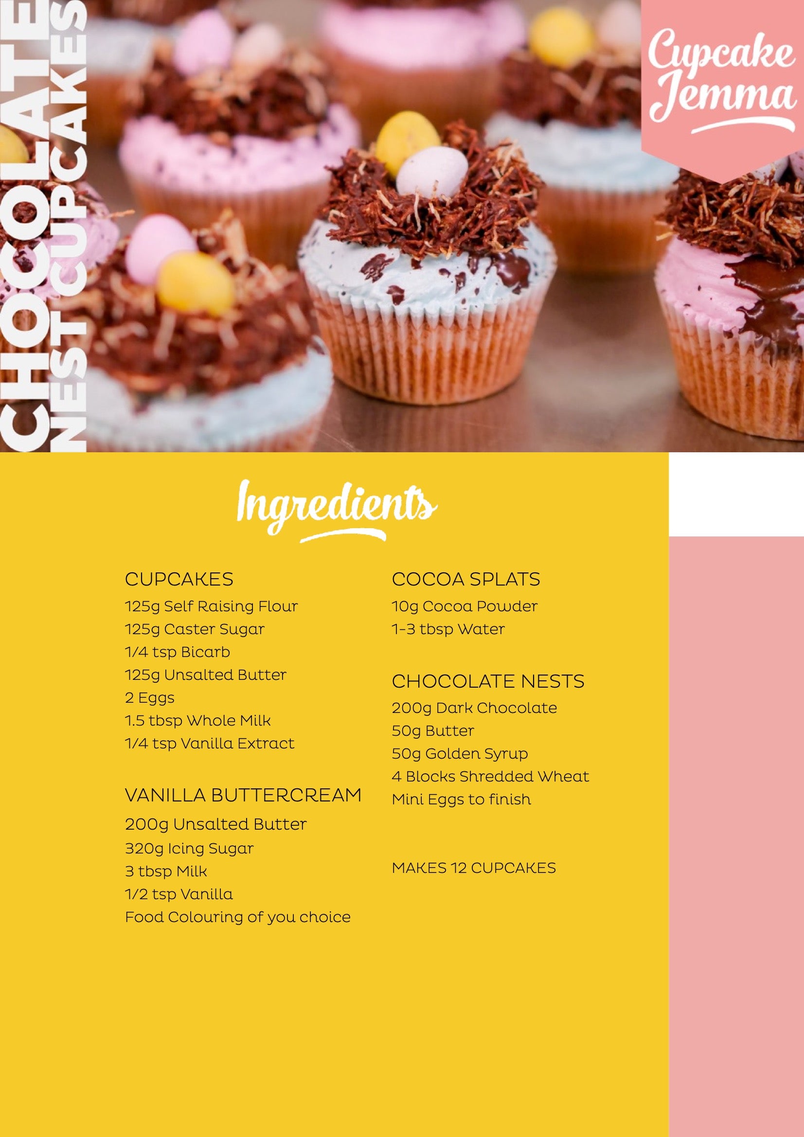 Easter Nest Cupcakes downloadable recipe