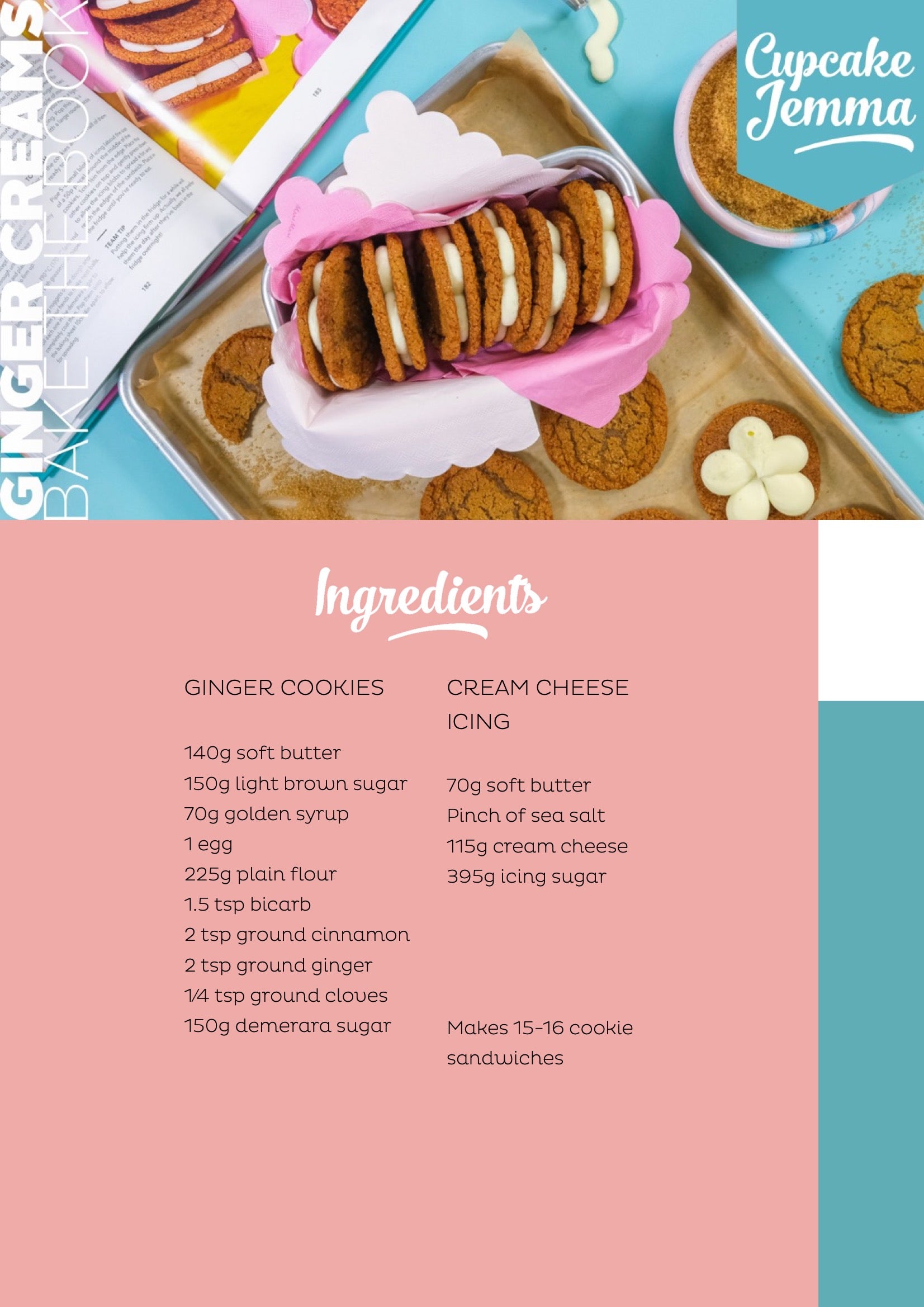 Ginger Creams downloadable recipe - Cupcake Jemma