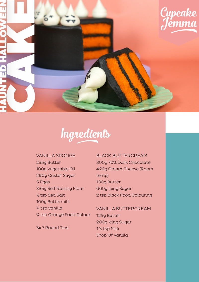 Halloween Vanilla Cake downloadable recipe - Cupcake Jemma
