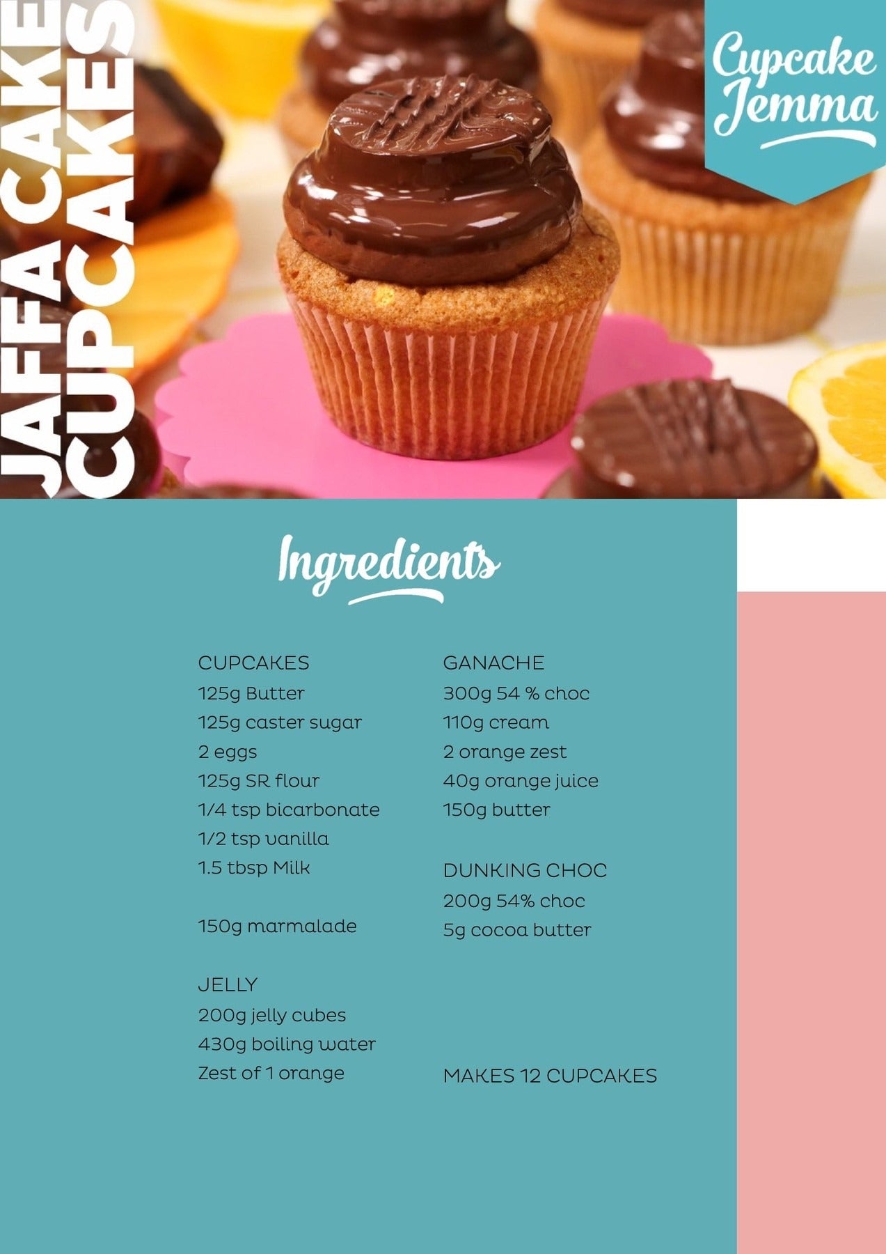 Jaffa Cake Cupcake downloadable recipe - Cupcake Jemma