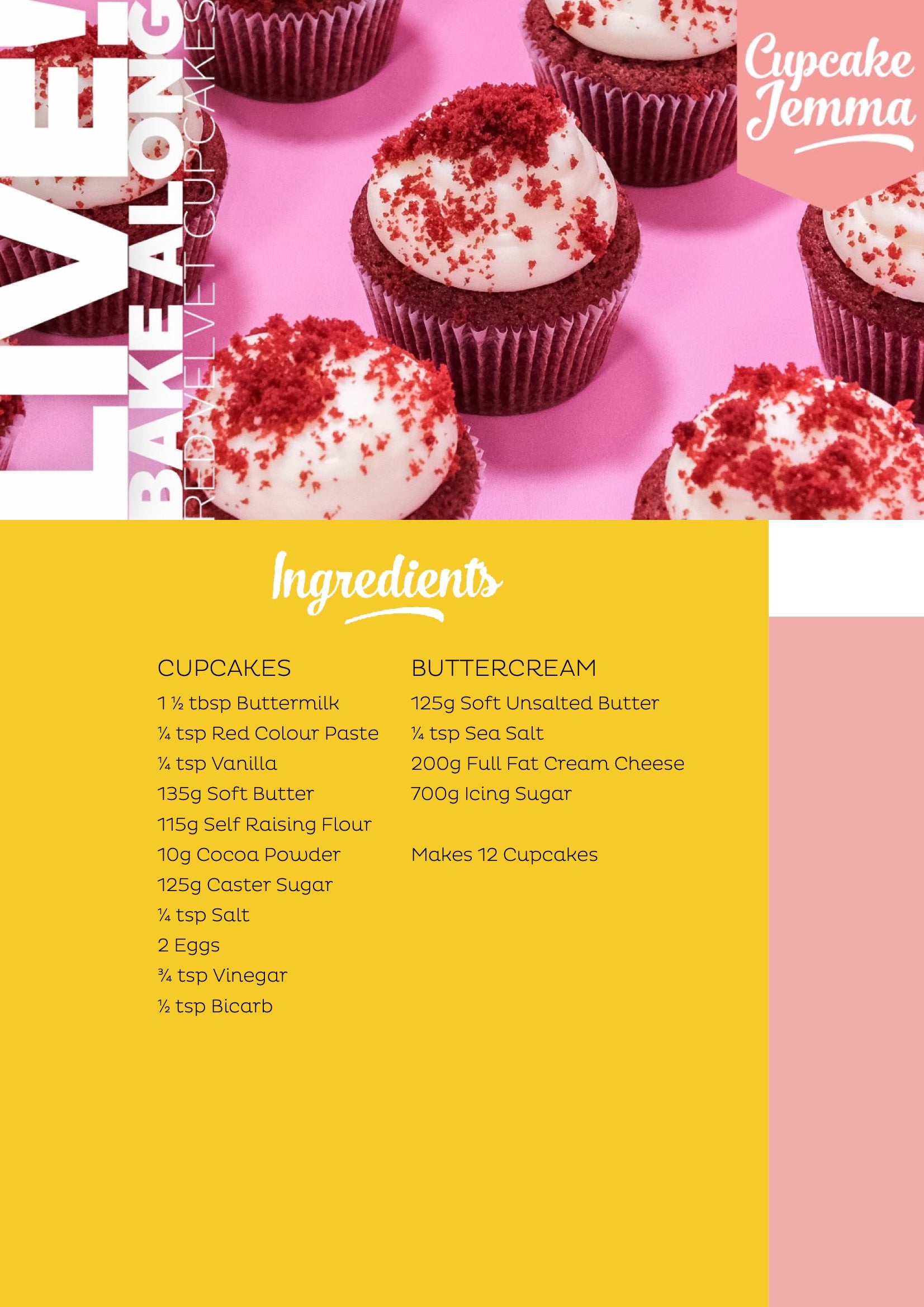 Red Velvet Cupcakes downloadable recipe - Cupcake Jemma