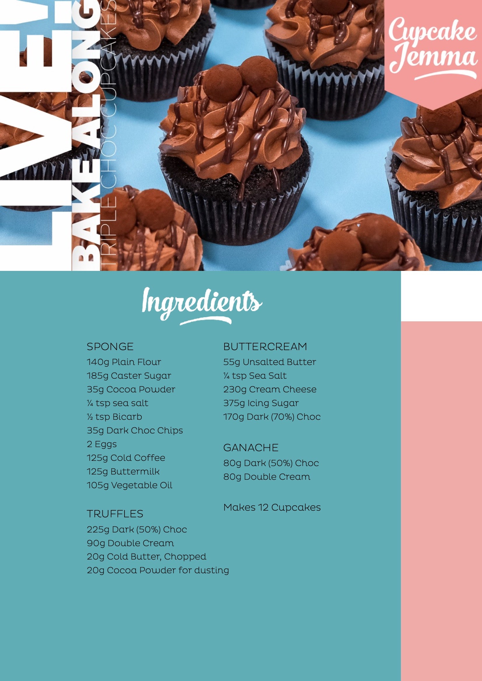 Triple Chocolate Cupcakes downloadable recipe - Cupcake Jemma