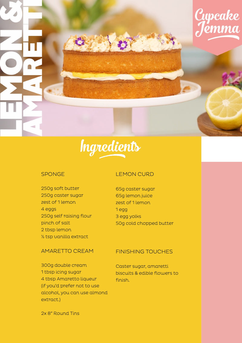 Lemon & Amaretti Cake downloadable recipe - Cupcake Jemma