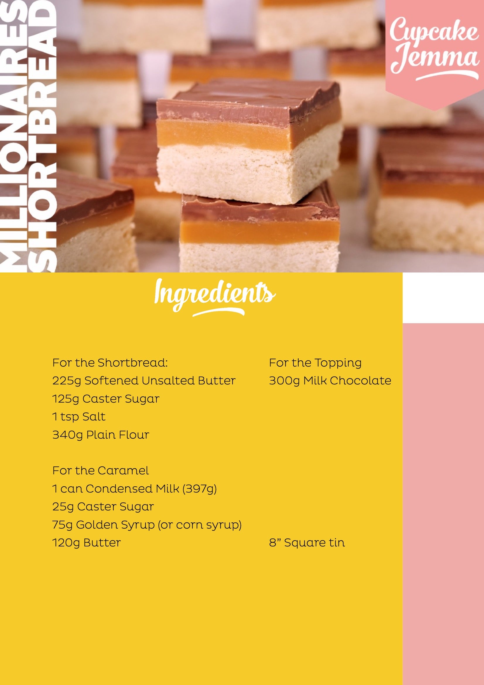 Millionaires Shortbread downloadable recipe - Cupcake Jemma