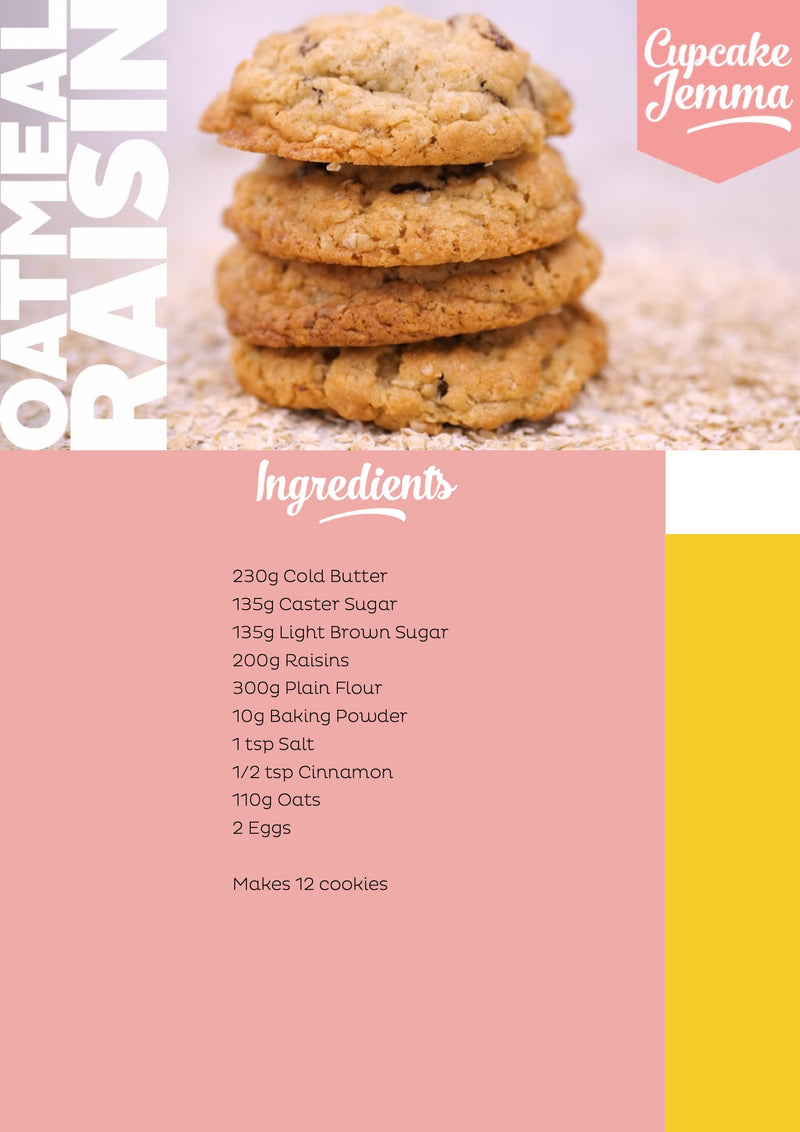 Oatmeal & Raisin NYC Cookies downloadable recipe - Cupcake Jemma