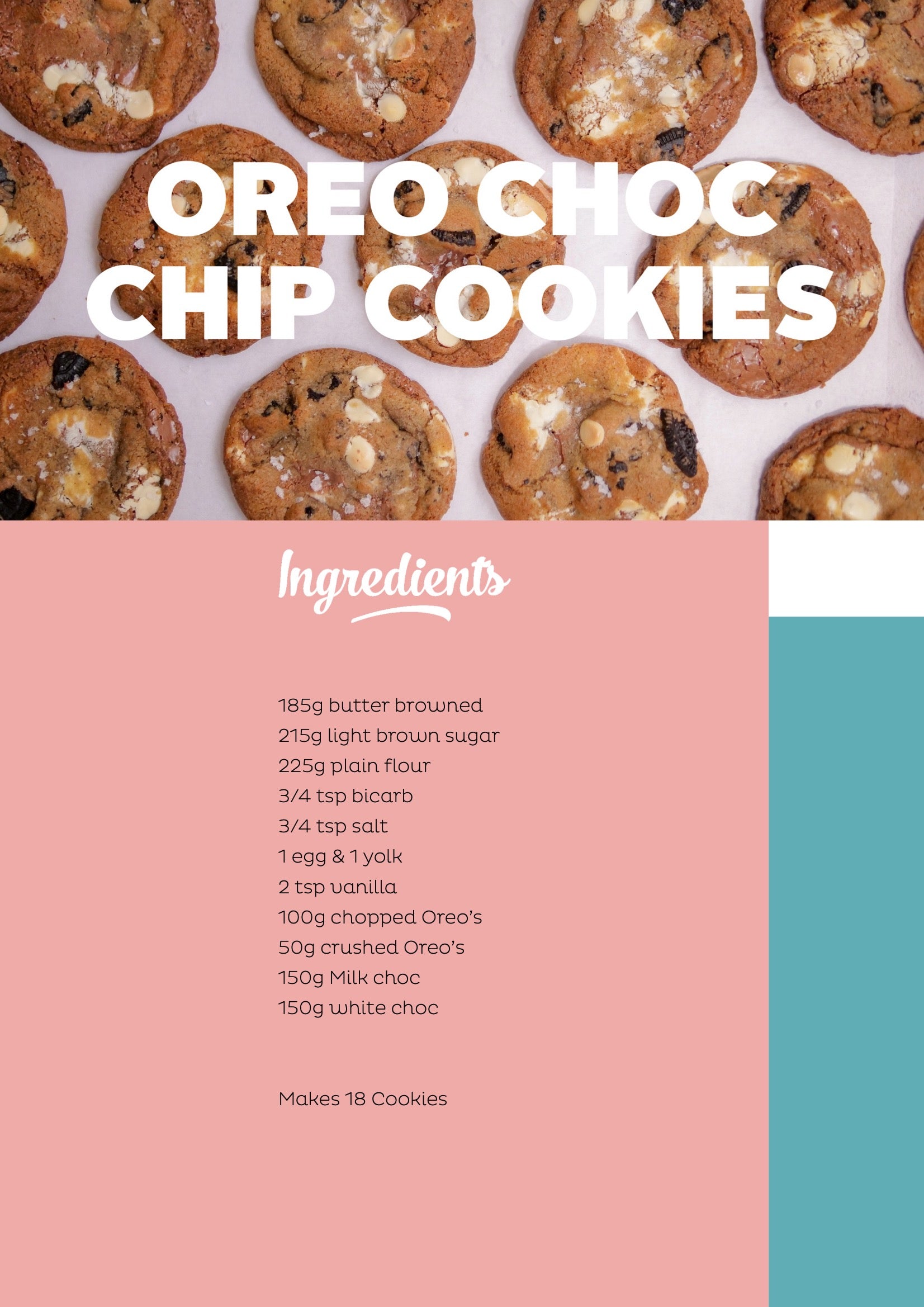 Oreo Chocolate Chip Cookies downloadable recipe - Cupcake Jemma