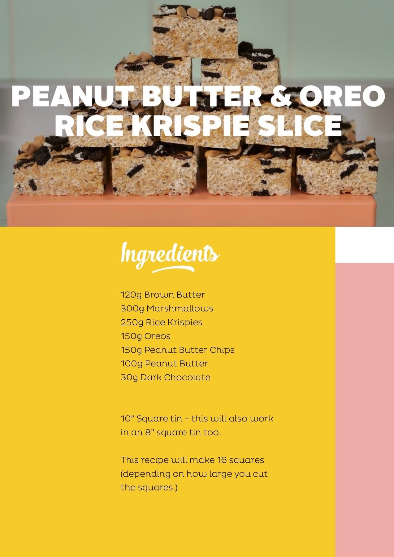 Oreo Peanut Butter Rice Krispie Treats downloadable recipe - Cupcake Jemma