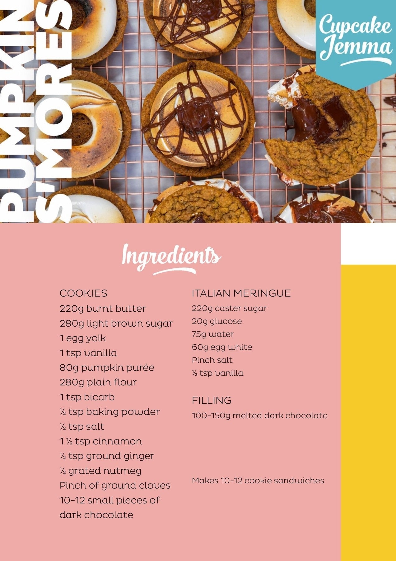 Pumpkin S'mores Cookies downloadable recipe - Cupcake Jemma