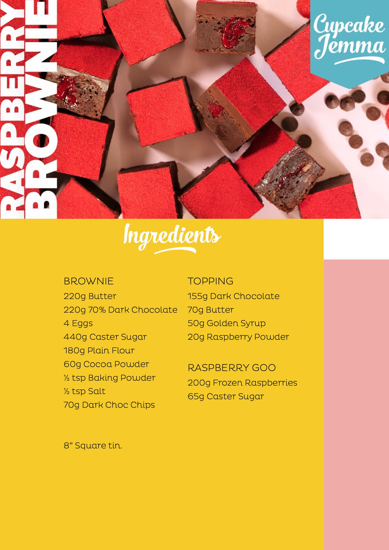Raspberry Chocolate Brownies downloadable recipe - Cupcake Jemma