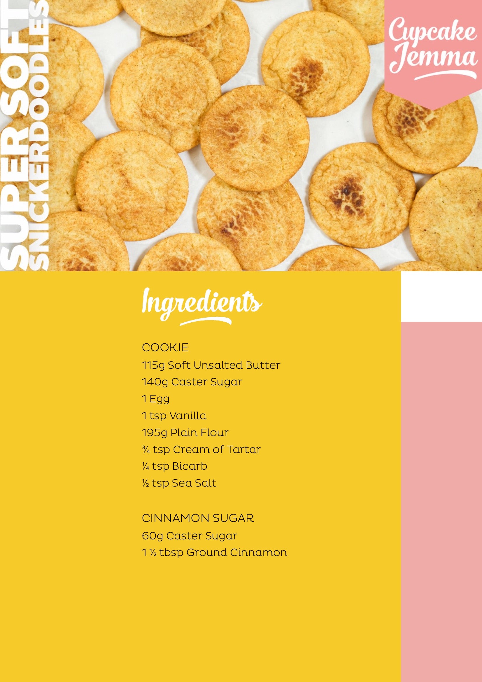 Snickerdoodles downloadable recipe - Cupcake Jemma