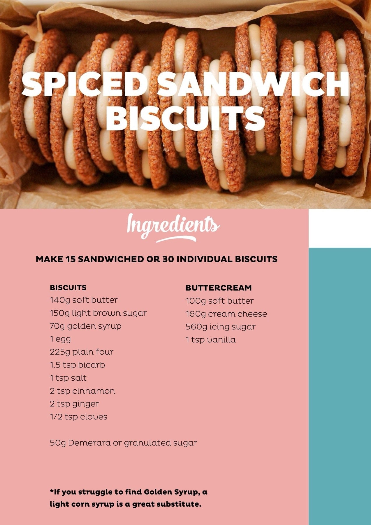 Spiced Sandwich Biscuits downloadable recipe - Cupcake Jemma