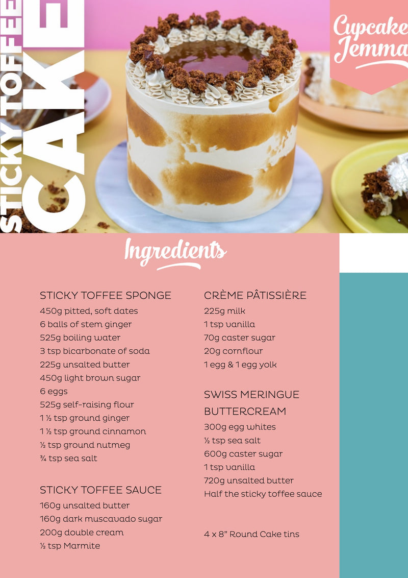 Sticky Toffee Cake downloadable recipe - Cupcake Jemma