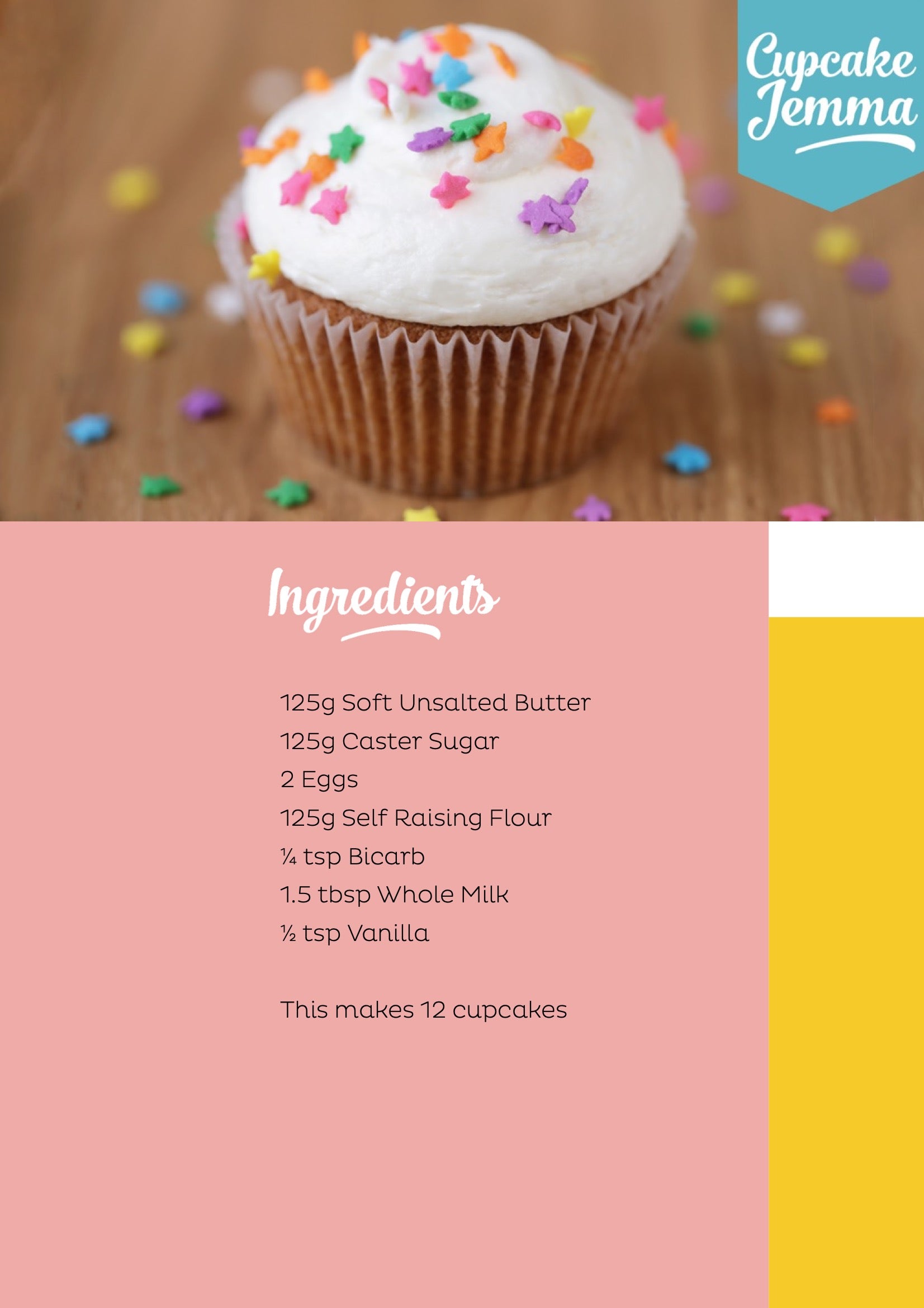 Vanilla Cupcakes downloadable recipe - Cupcake Jemma
