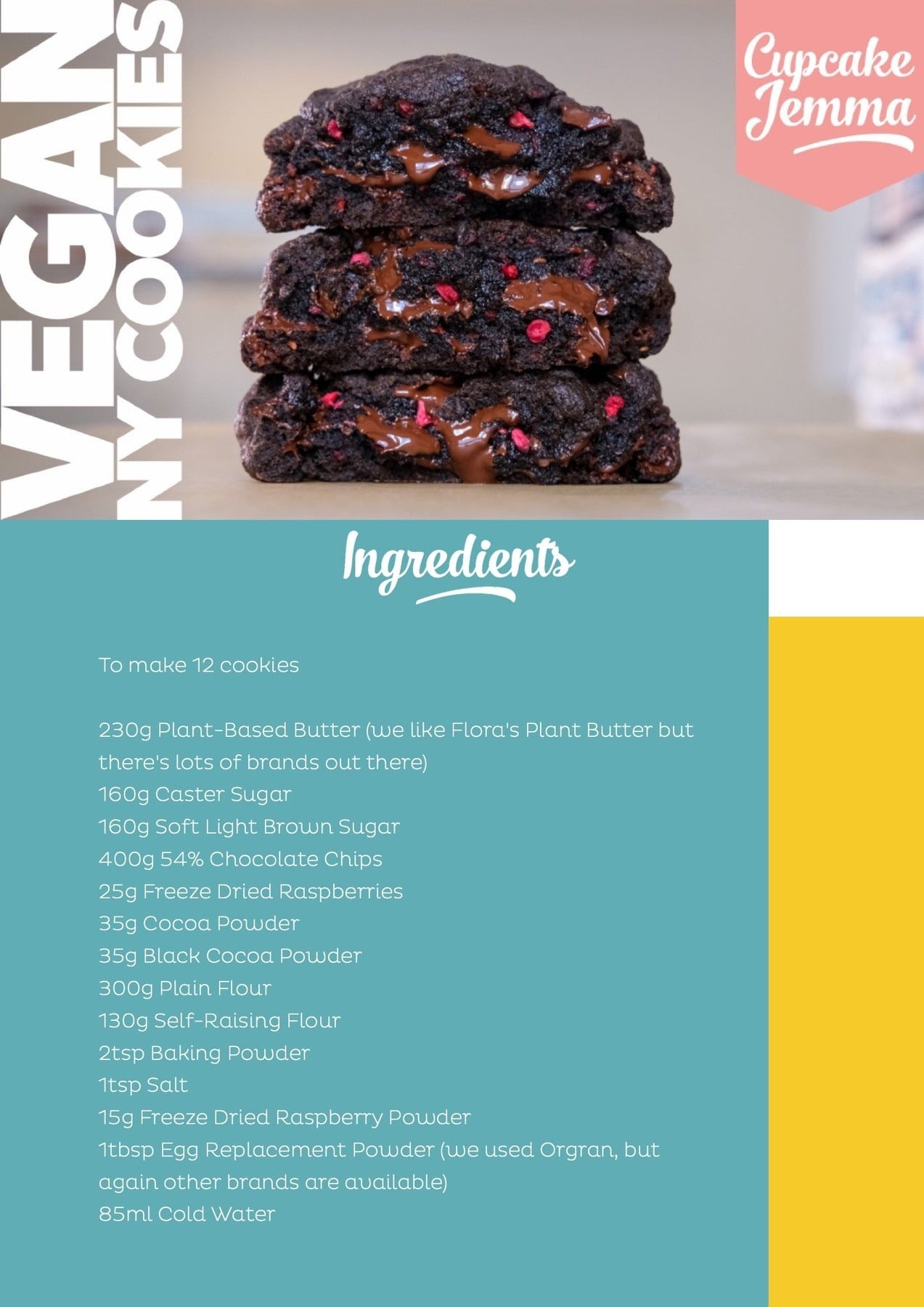 Vegan NYC Cookies downloadable recipe - Cupcake Jemma